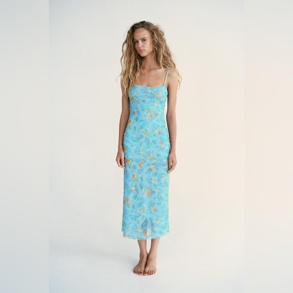 NWT Zara Blue Midi Dress